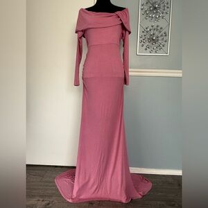 Motherhood Long Sleeve Pink Maxi Dress